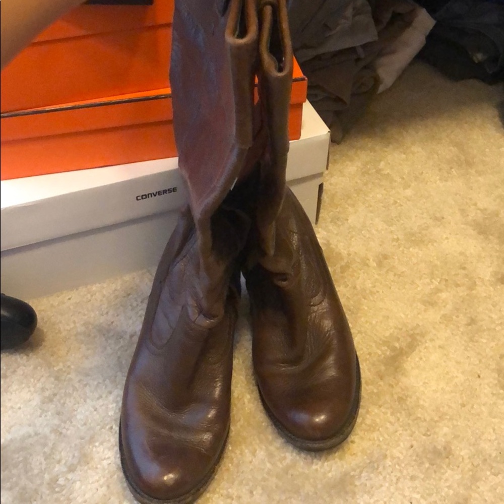 Brown real leather Nicole knee high boots
